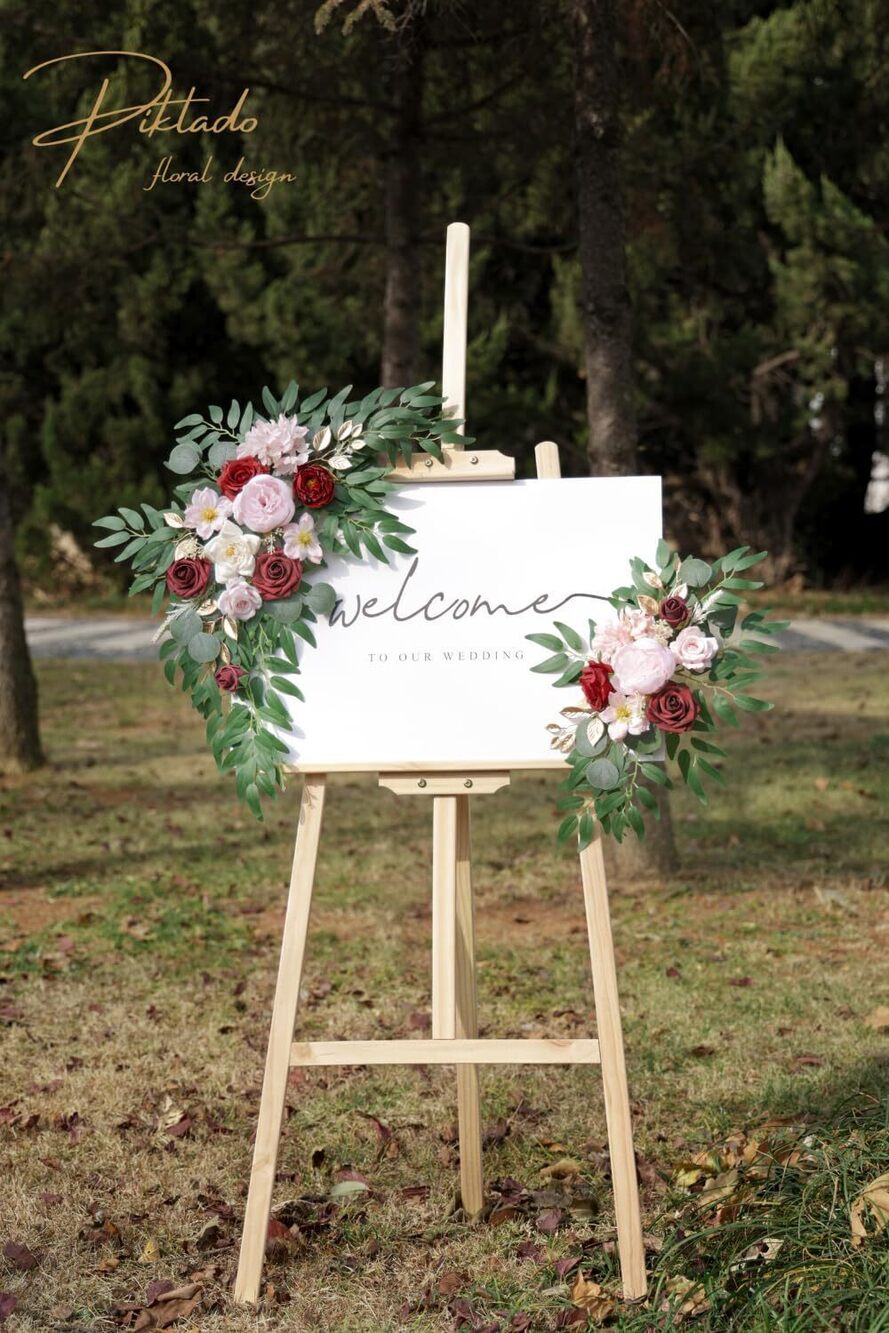3644 Faux Flower Swag Set of 2 for Wedding Welcome Signs Floral Swag - Picture 2 of 9
